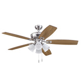 Harbor Breeze Notus 52-in Brushed Nickel LED Indoor Ceiling Fan with Light Kit (5-Blade, Driftwood/Sienna Reversible Blades)