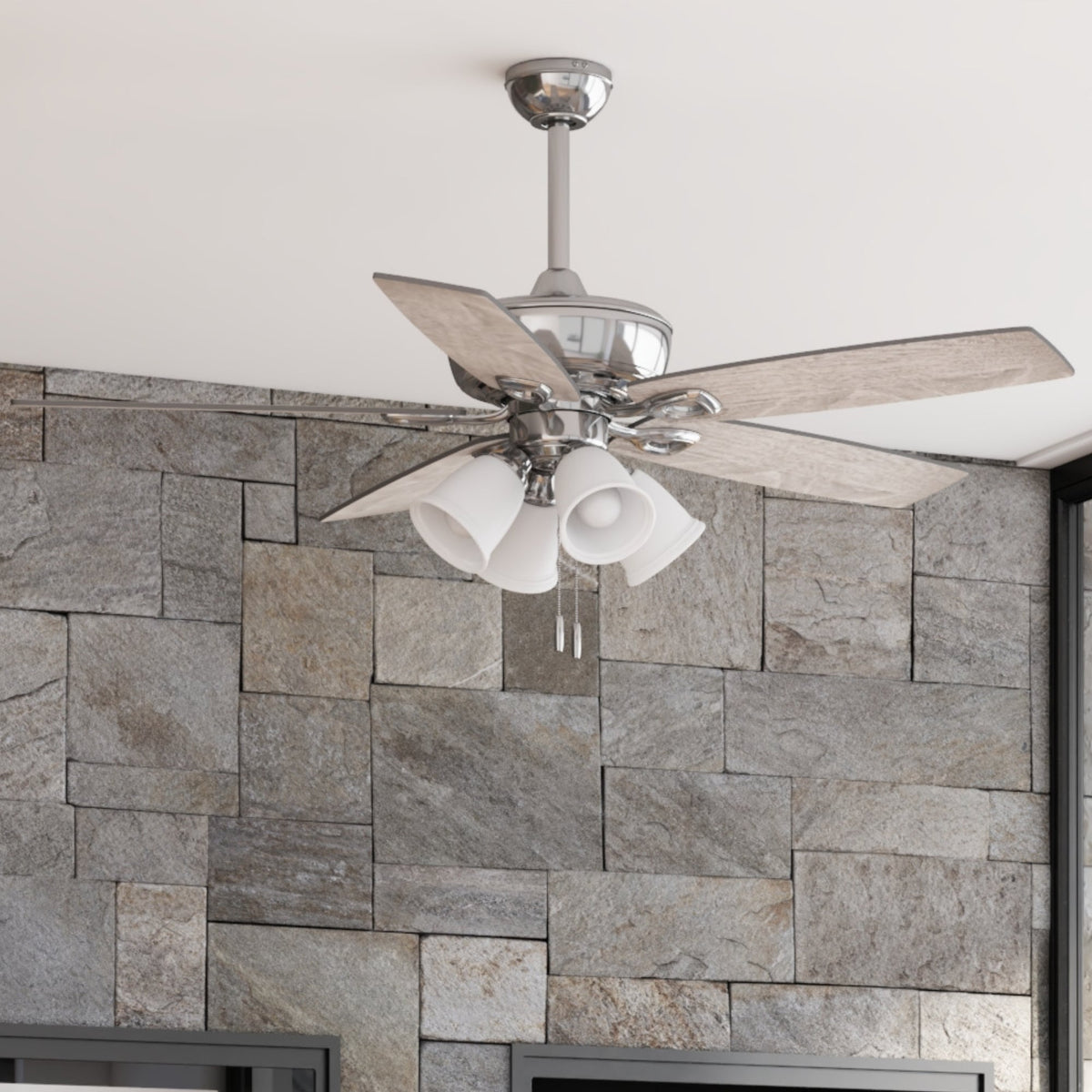 Harbor Breeze Notus 52-in Brushed Nickel LED Indoor Ceiling Fan with Light Kit (5-Blade, Driftwood/Sienna Reversible Blades)