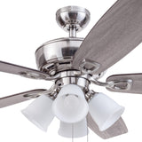 Harbor Breeze Notus 52-in Brushed Nickel LED Indoor Ceiling Fan with Light Kit (5-Blade, Driftwood/Sienna Reversible Blades)