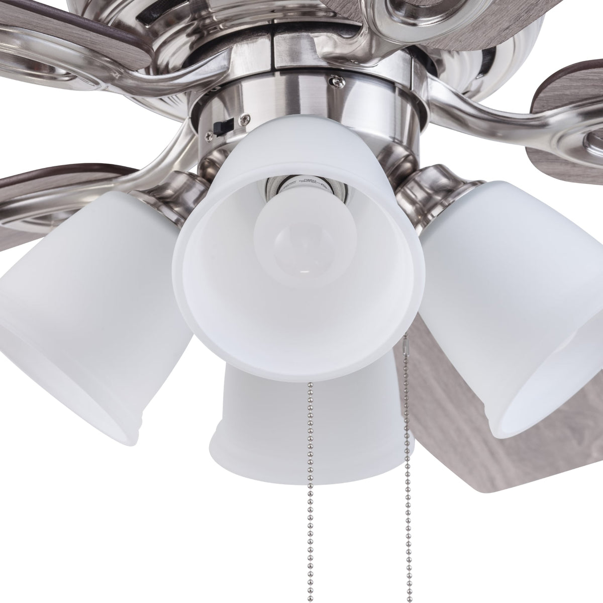 Harbor Breeze Notus 52-in Brushed Nickel LED Indoor Ceiling Fan with Light, Reversible Driftwood/Sienna Blades (5-Blade)
