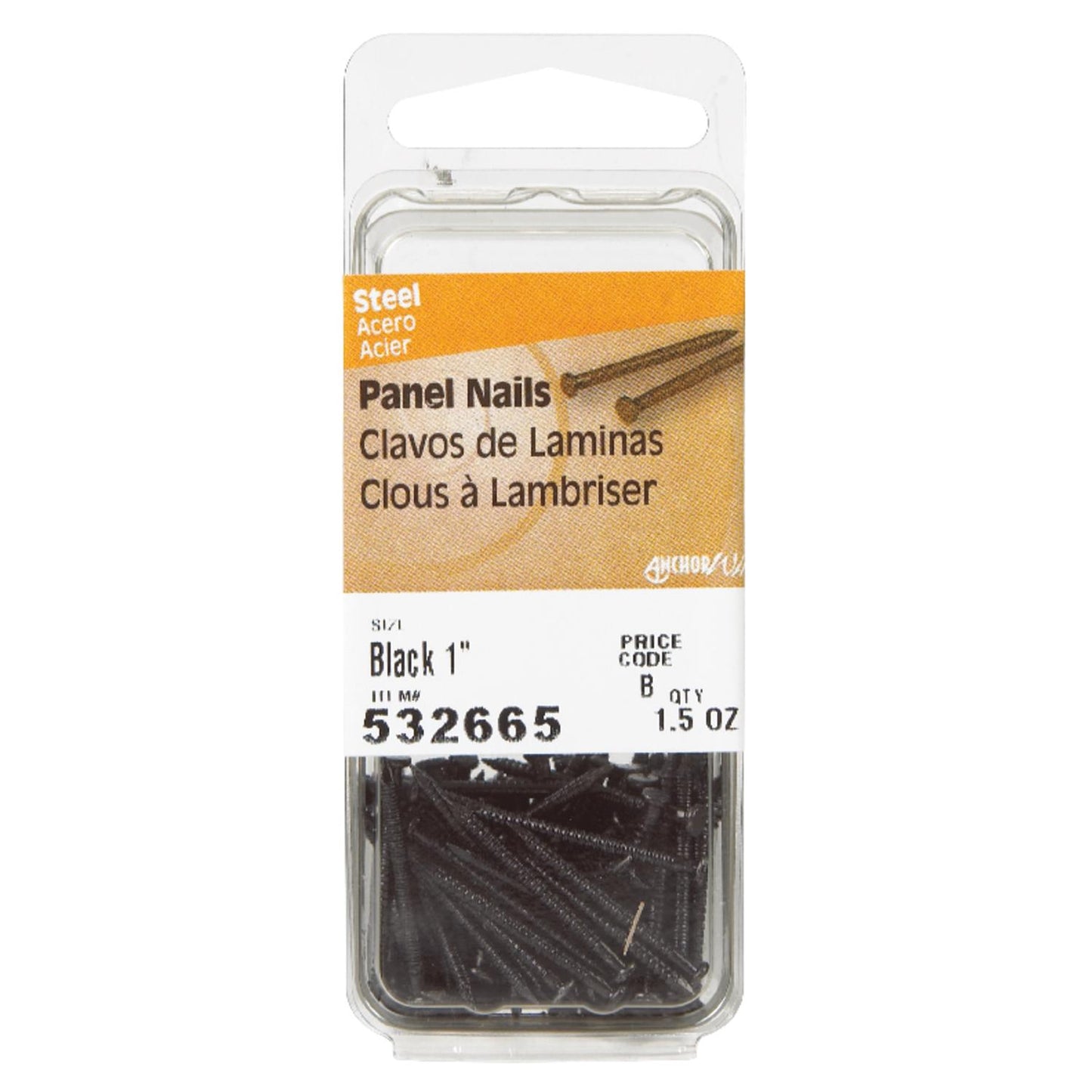 Hillman 1 in. Panel Steel Nail Large Head - Black