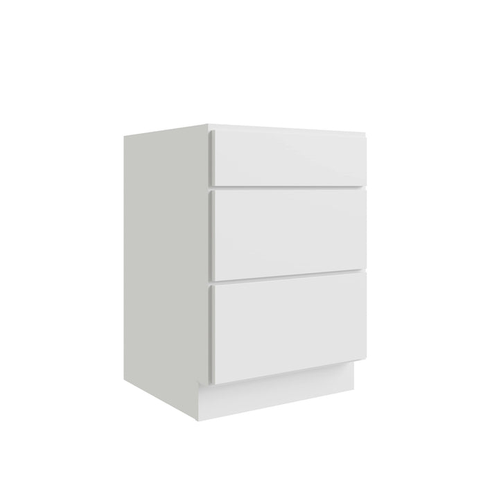 RELIABILT Parkstone 24-in W x 34.5-in H x 24-in D White 3-Drawer Base Fully Assembled Plywood Cabinet (Flat Panel Style)