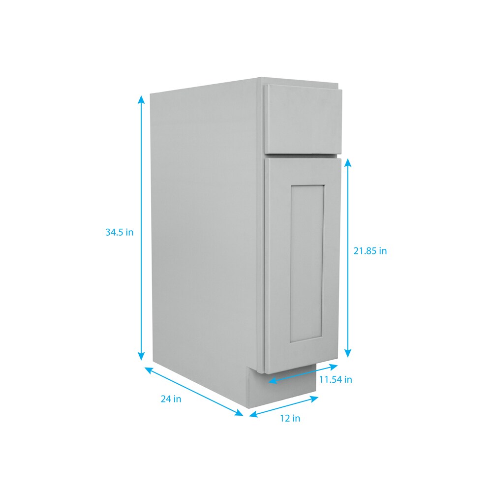 RELIABILT Overlake 12-in W x 34.5-in H x 24-in D Gray 1-Drawer Base Ready To Assemble Plywood Cabinet (Recessed Panel Shaker Door Style)