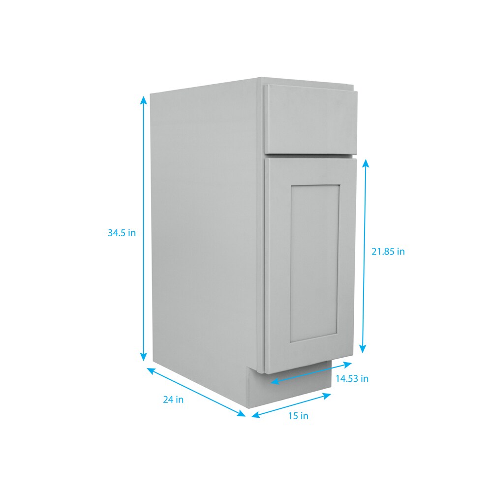 RELIABILT Overlake 15-in W x 34.5-in H x 24-in D Gray 1-Drawer Base Ready To Assemble Plywood Cabinet (Recessed Panel Shaker Door Style)