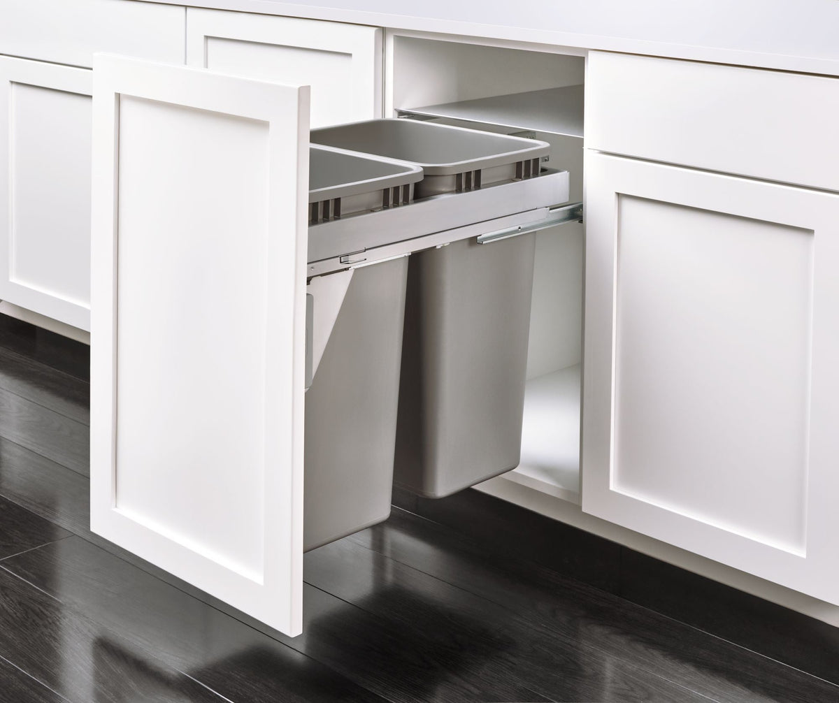 Rev-A-Shelf 50-Quart Plastic Soft-Close Dual Pull-Out Trash Can, 16.25 in W x 23 in H x 21.69 in D
