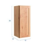 Project Source Branson 12-in W x 30-in H x 12-in D Hickory Wall Fully Assembled Cabinet (Recessed Panel Shaker Door Style)