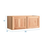 Project Source Branson 30-in W x 12-in H x 12-in D Hickory Wall Fully Assembled Cabinet (Recessed Panel Shaker Door Style)