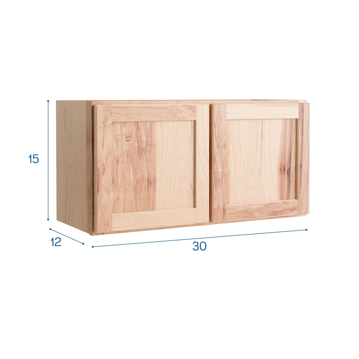 Project Source Branson 30-in W x 15-in H x 12-in D Hickory Wall Fully Assembled Cabinet (Recessed Panel Shaker Door Style)