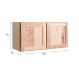 Project Source Branson 30-in W x 15-in H x 12-in D Hickory Wall Fully Assembled Cabinet (Recessed Panel Shaker Door Style)
