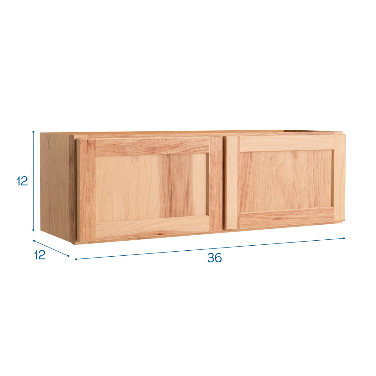 Project Source Branson 36-in W x 12-in H x 12-in D Hickory Wall Fully Assembled Cabinet (Recessed Panel Shaker Door Style)