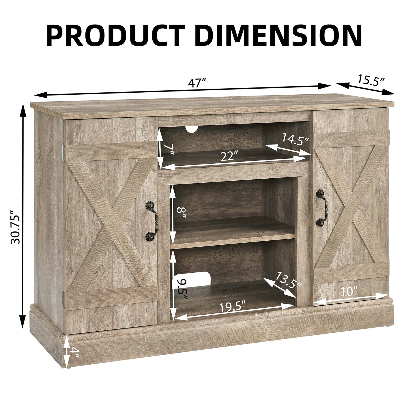 Fun Orange TV-STAND Farmhouse/Rustic Gray Wash Tv Cabinet (Accommodates TVs up to 50-in)