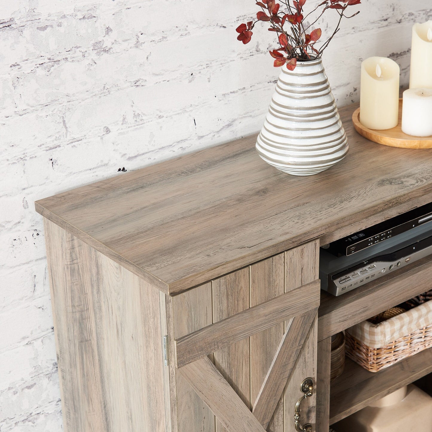 Fun Orange TV-STAND Farmhouse/Rustic Gray Wash Tv Cabinet (Accommodates TVs up to 50-in)