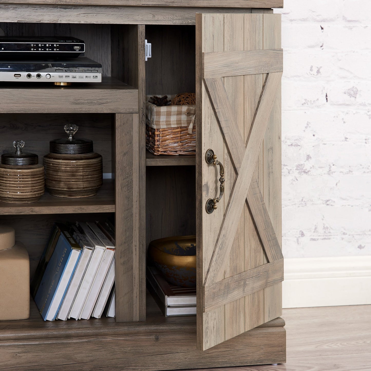 Fun Orange TV-STAND Farmhouse/Rustic Gray Wash Tv Cabinet (Accommodates TVs up to 50-in)