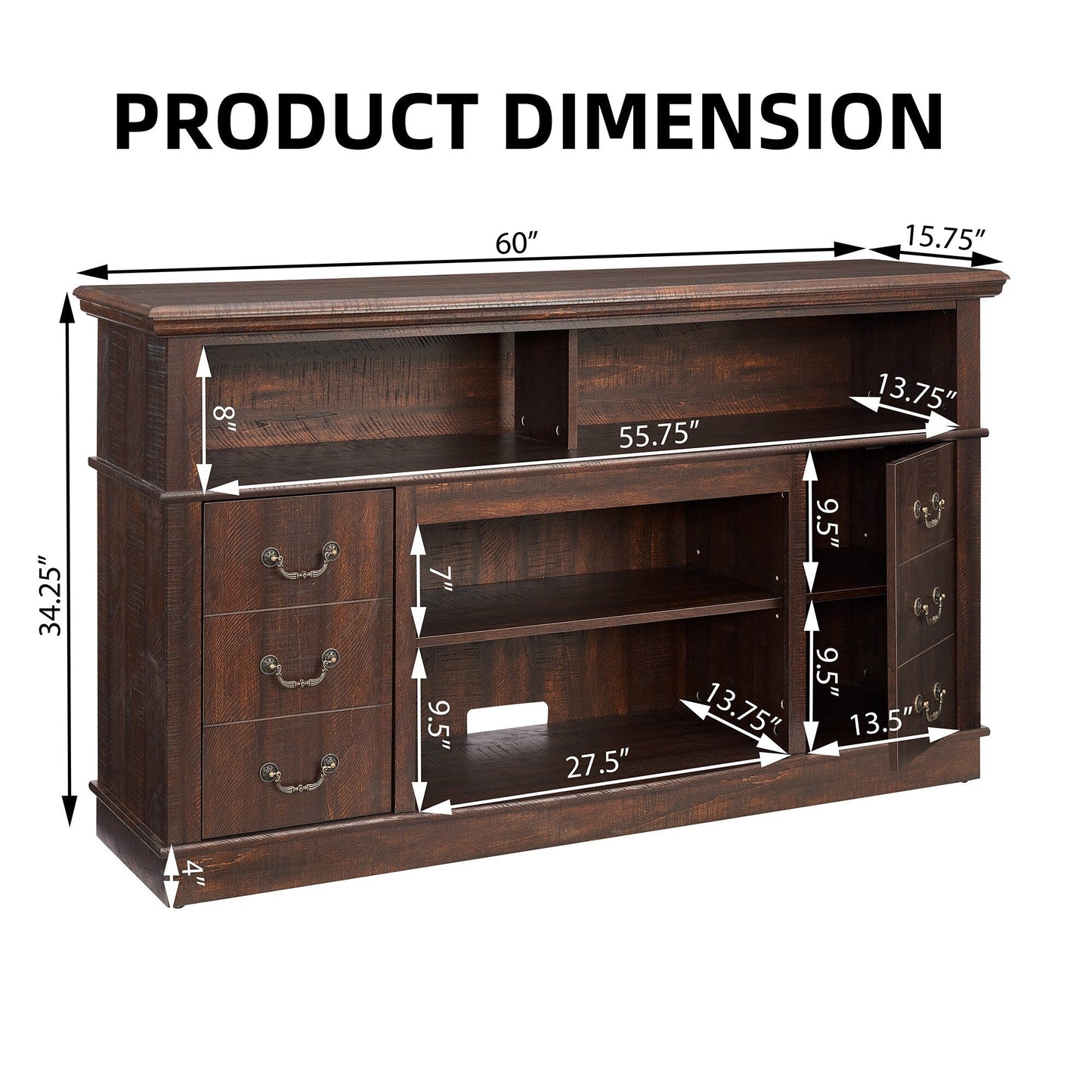 Fun Orange TV-STAND Farmhouse/Rustic Espresso Tv Cabinet (Accommodates TVs up to 65-in)