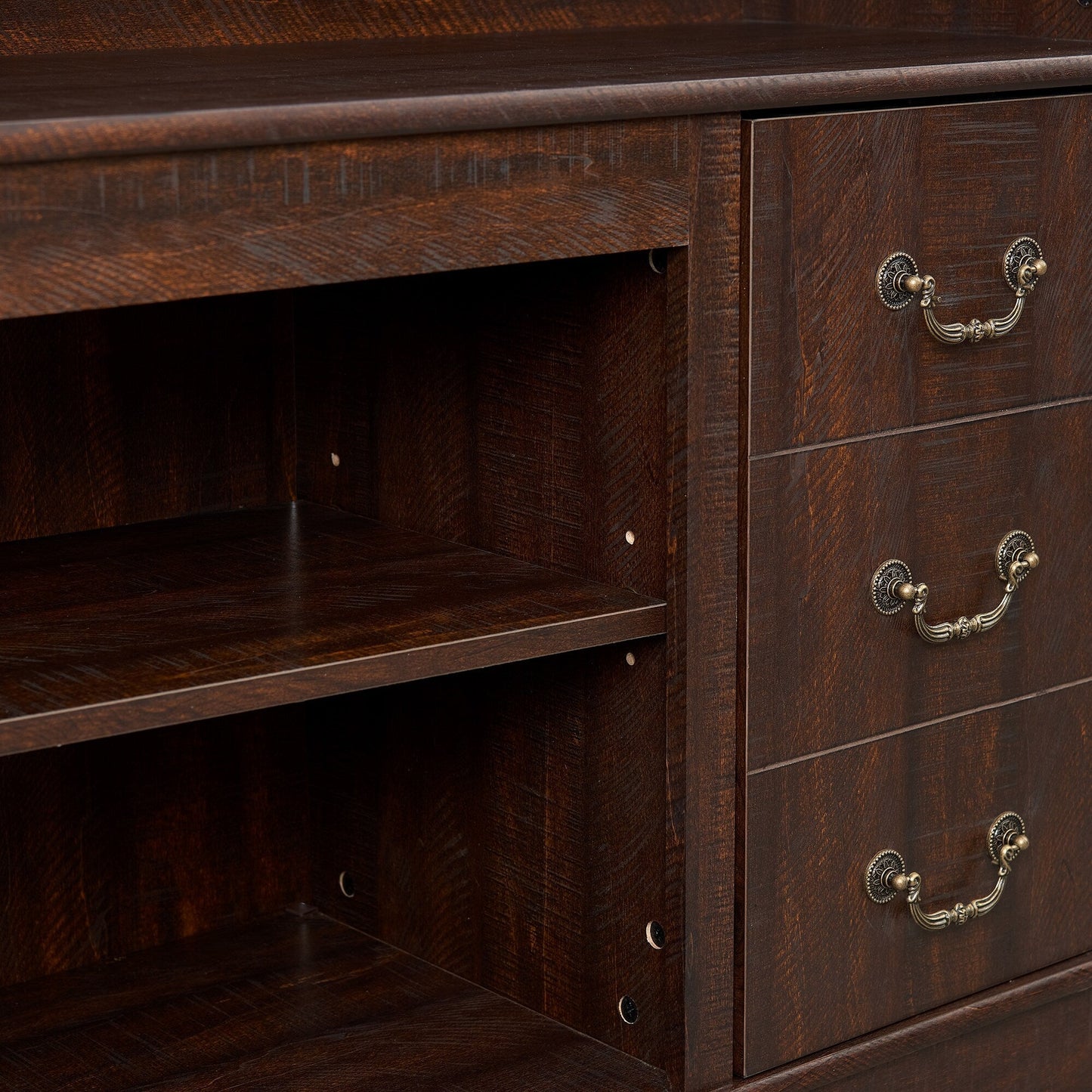 Fun Orange TV-STAND Farmhouse/Rustic Espresso Tv Cabinet (Accommodates TVs up to 65-in)