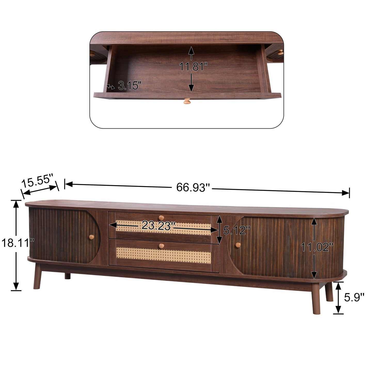 Fun Orange Modern/Contemporary Natural Wood+Brown Tv Cabinet (Accommodates TVs up to 70-in)