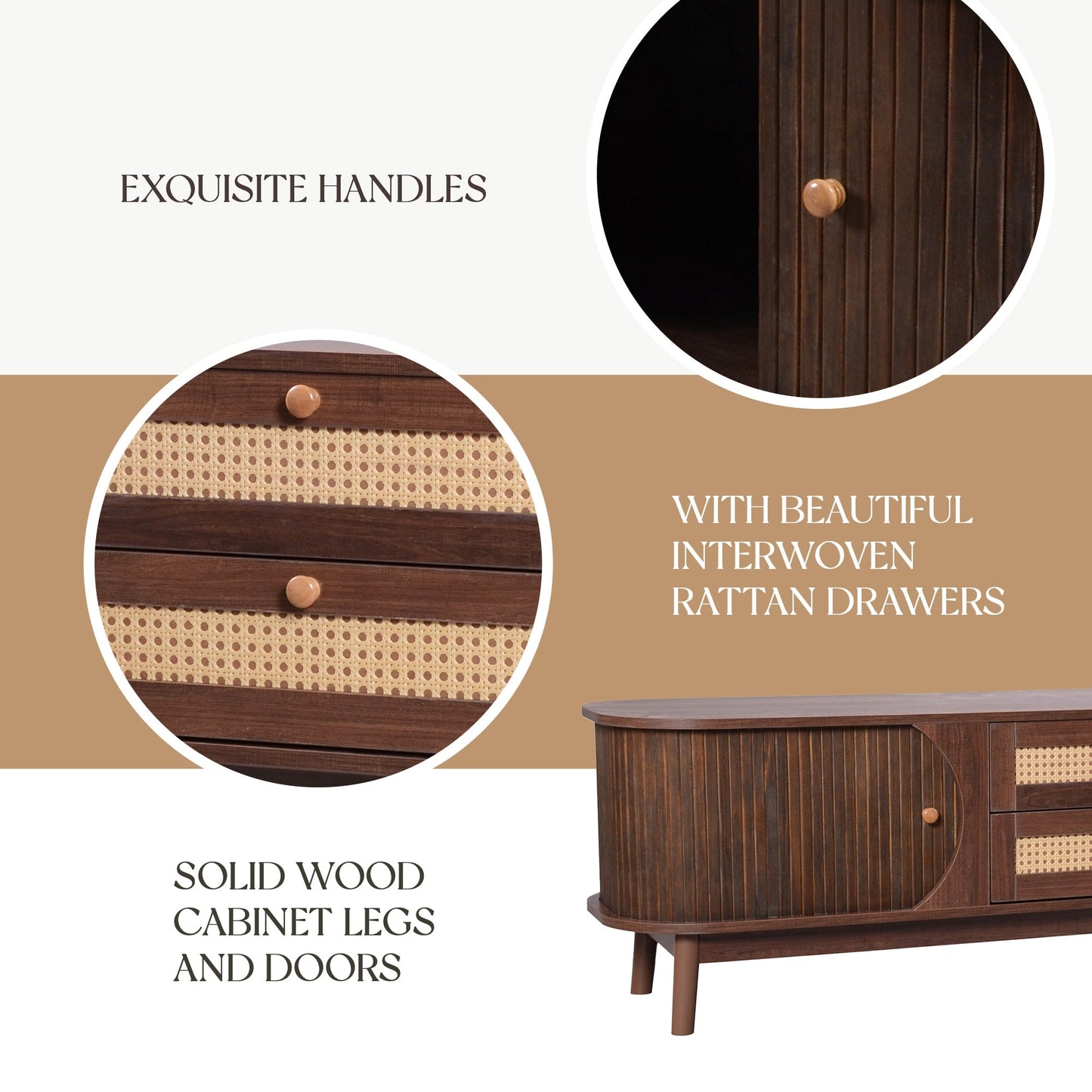Fun Orange Modern/Contemporary Natural Wood+Brown Tv Cabinet (Accommodates TVs up to 70-in)