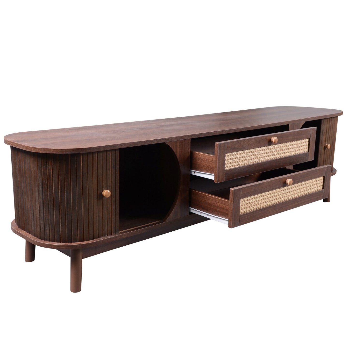 Fun Orange Modern/Contemporary Natural Wood+Brown Tv Cabinet (Accommodates TVs up to 70-in)