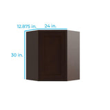 RELIABILT Parkstone 24-in W x 30-in H x 12-in D Espresso Diagonal Wall Fully Assembled Plywood Cabinet (Shaker Door Style)