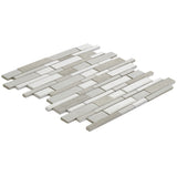 Elida Ceramica Crackled Linear Silk 12-in x 12-in Glazed Porcelain/Marble Linear Mosaic Wall Tile (1.05-sq ft)