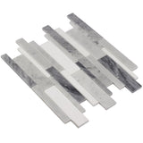 Elida Ceramica Bianca Blended 12-in x 12-in Polished Natural Stone Marble Linear Mosaic Wall Tile