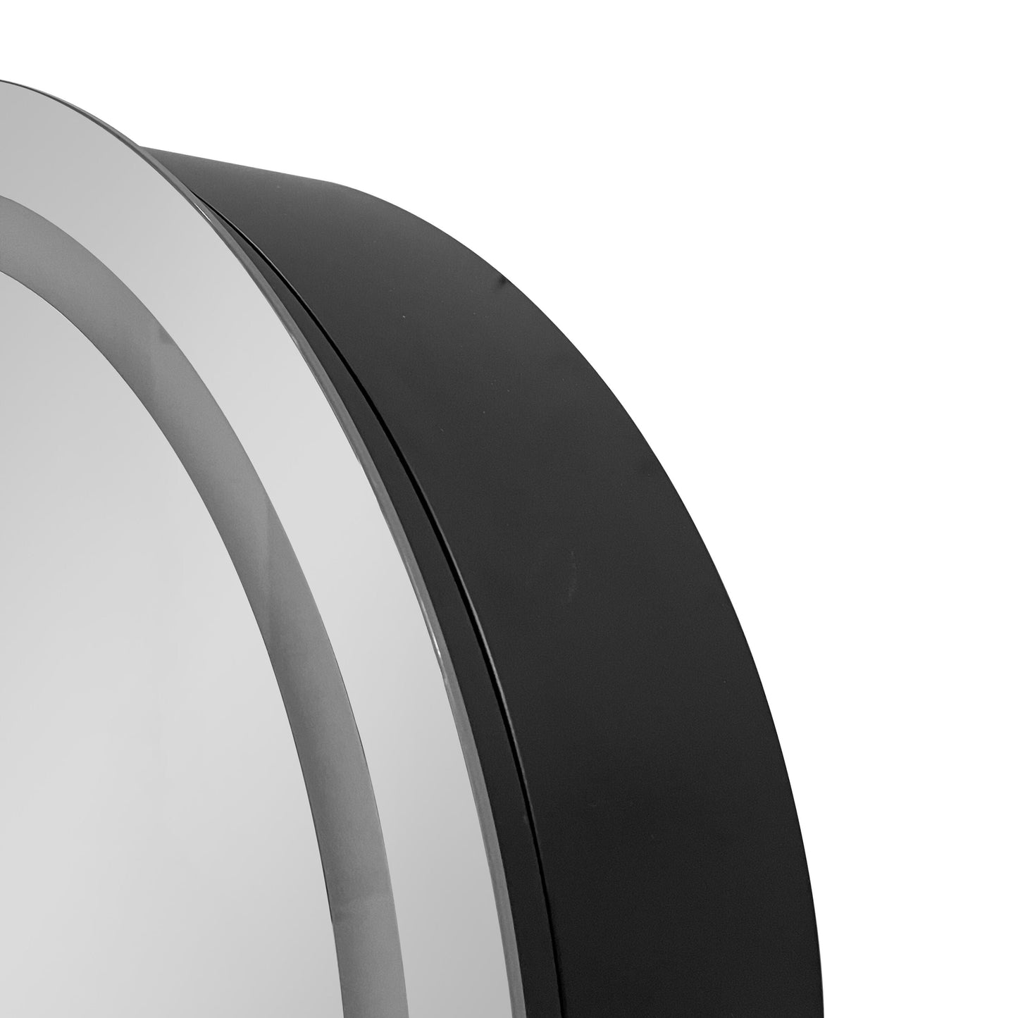 Forclover 26-in x 26-in Lighted LED Fog Free Surface/Recessed Mount Black Mirrored Round Medicine Cabinet