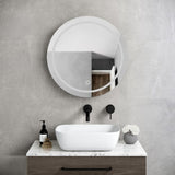 Forclover 26-in x 26-in Lighted LED Fog Free Surface/Recessed Mount Black Mirrored Round Medicine Cabinet
