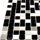 Apollo Tile Mingles White and Black 12-in x 12-in Glossy Glass Uniform Squares Floor and Wall Tile (20-sq. ft/ Carton)