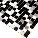 Apollo Tile Mingles White and Black 12-in x 12-in Glossy Glass Uniform Squares Floor and Wall Tile (20-sq. ft/ Carton)