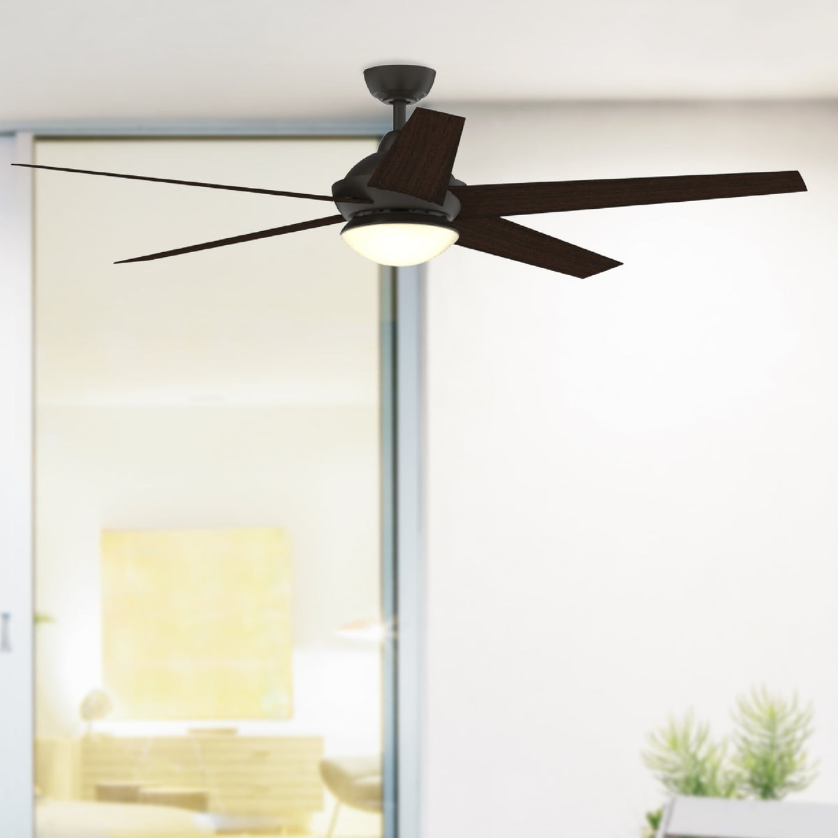 Fanimation Studio Collection Covert 64-in Aged Bronze LED Indoor/Outdoor Ceiling Fan with Remote, 5-Blade