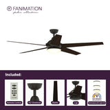 Fanimation Studio Collection Covert 64-in Aged Bronze LED Indoor/Outdoor Ceiling Fan with Light Kit and Remote, 5-Blade