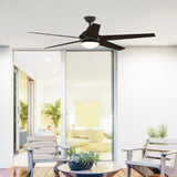 Fanimation Studio Collection Covert 64-in Aged Bronze LED Indoor/Outdoor Ceiling Fan with Light Kit and Remote, 5-Blade