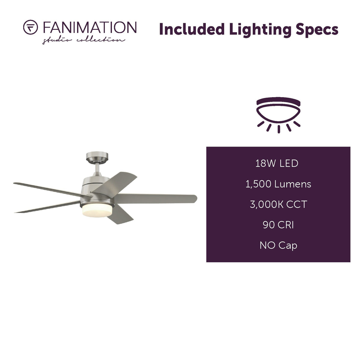 Fanimation Studio Collection Berlin 52-in Brushed Nickel LED Indoor/Outdoor Ceiling Fan with Remote (5-Blade)
