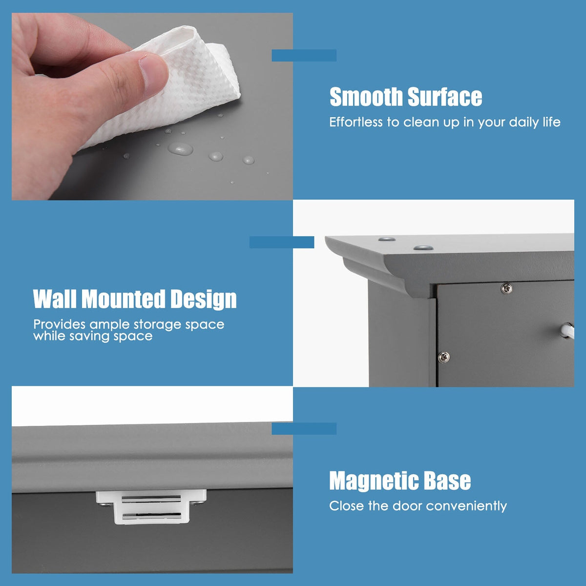 Goplus 8-in x 28-in x 23.5-in Grey Soft Close Bathroom Wall Cabinet