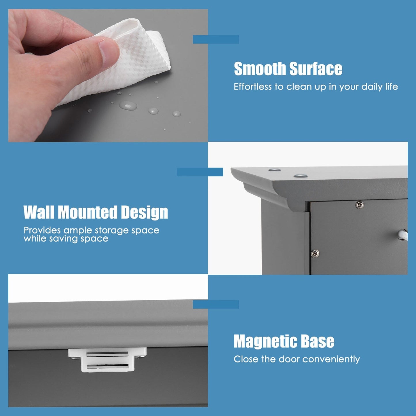 Goplus 8-in x 28-in x 23.5-in Grey Soft Close Bathroom Wall Cabinet