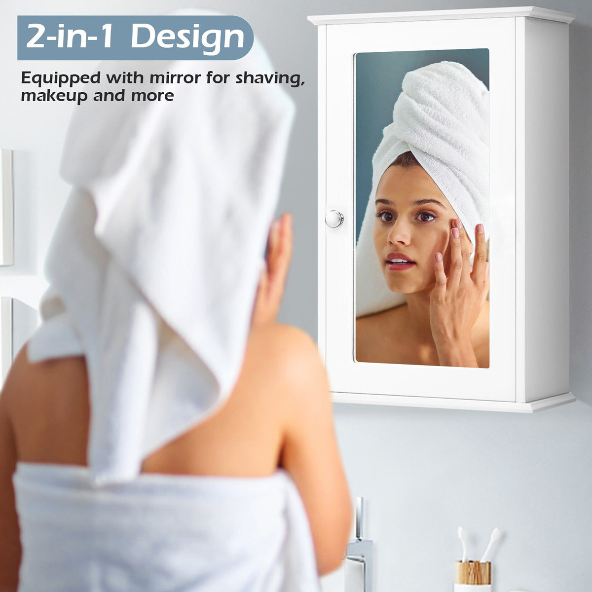 Goplus 6-in x 21-in x 13.5-in White Soft Close Bathroom Wall Cabinet