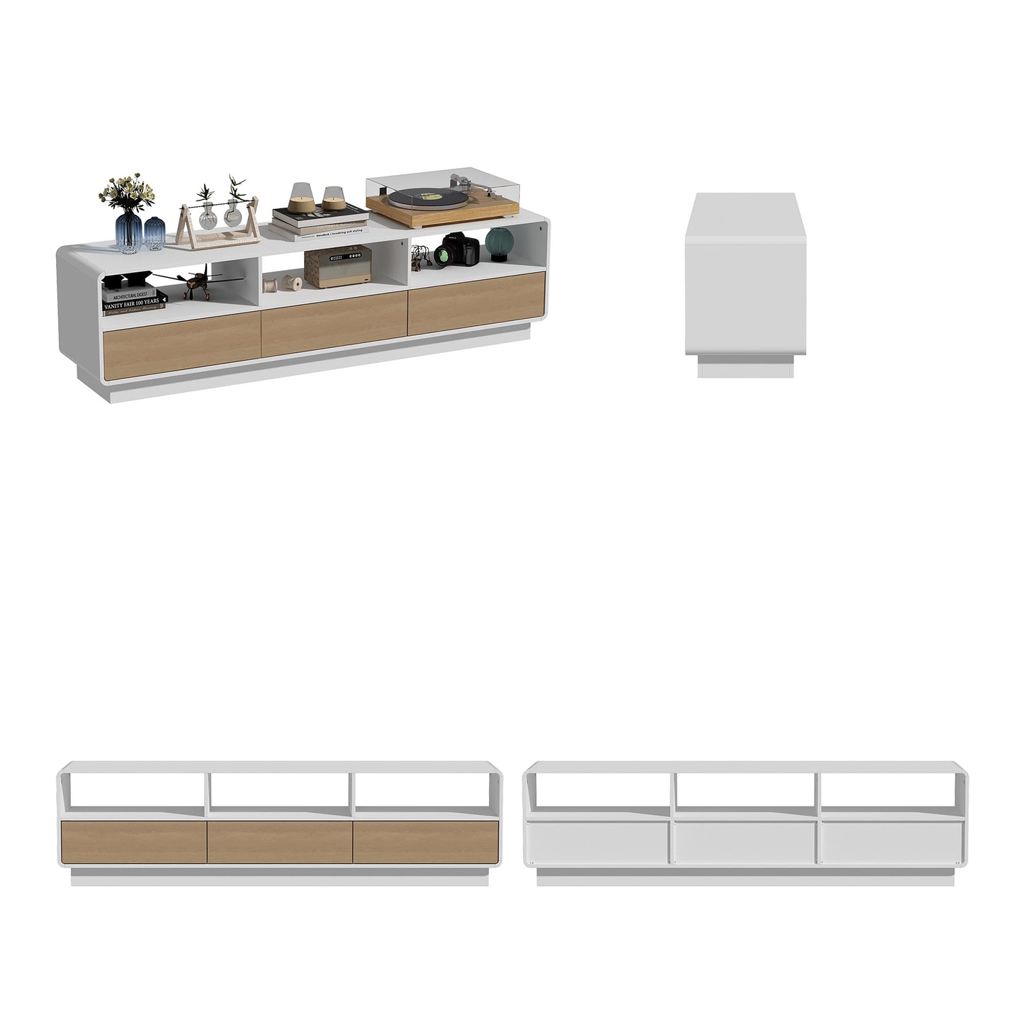 FUFU&GAGA Modern/Contemporary Brown Tv Cabinet Integrated Tv Mount (Accommodates TVs up to 70-in)
