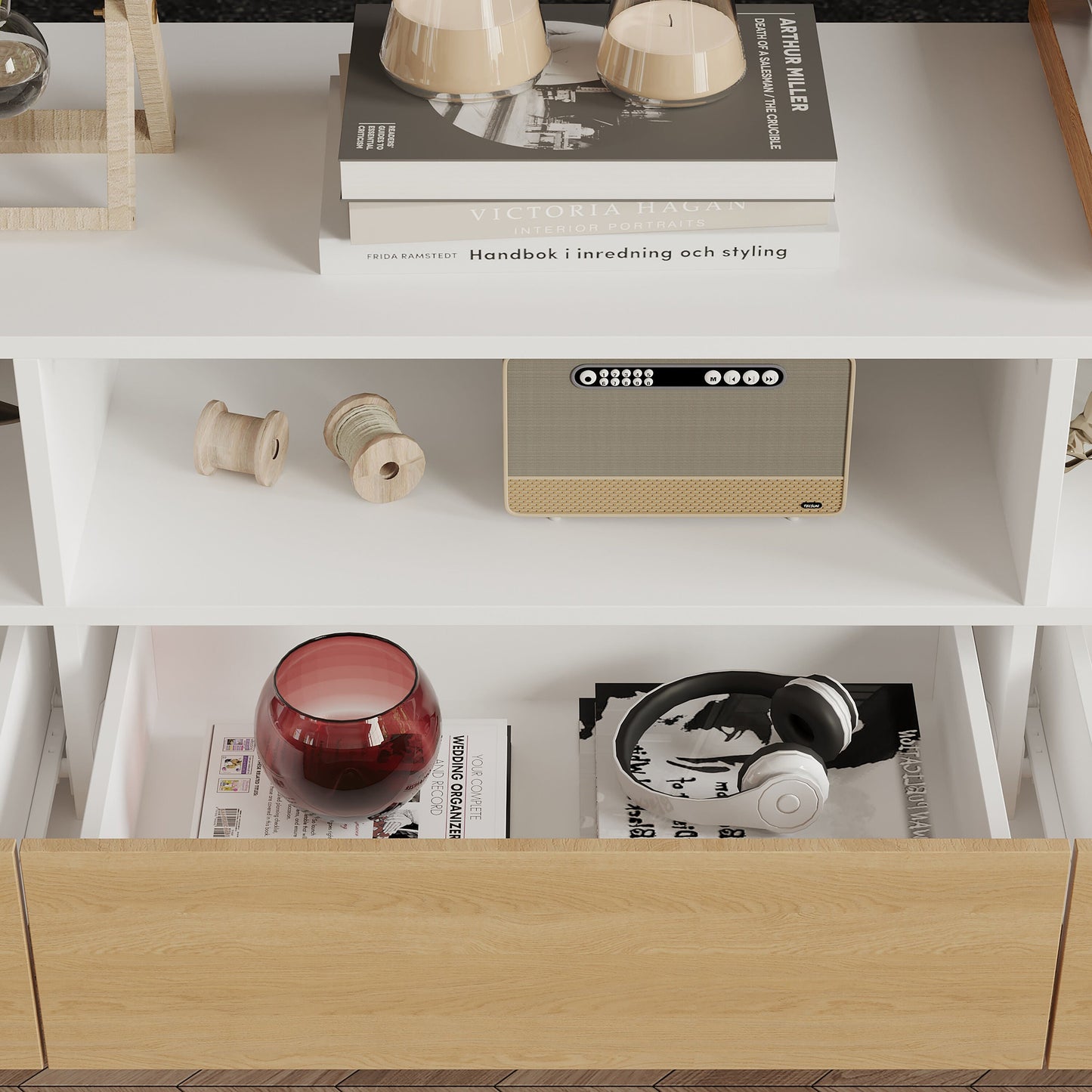FUFU&GAGA Modern/Contemporary Brown Tv Cabinet Integrated Tv Mount (Accommodates TVs up to 70-in)