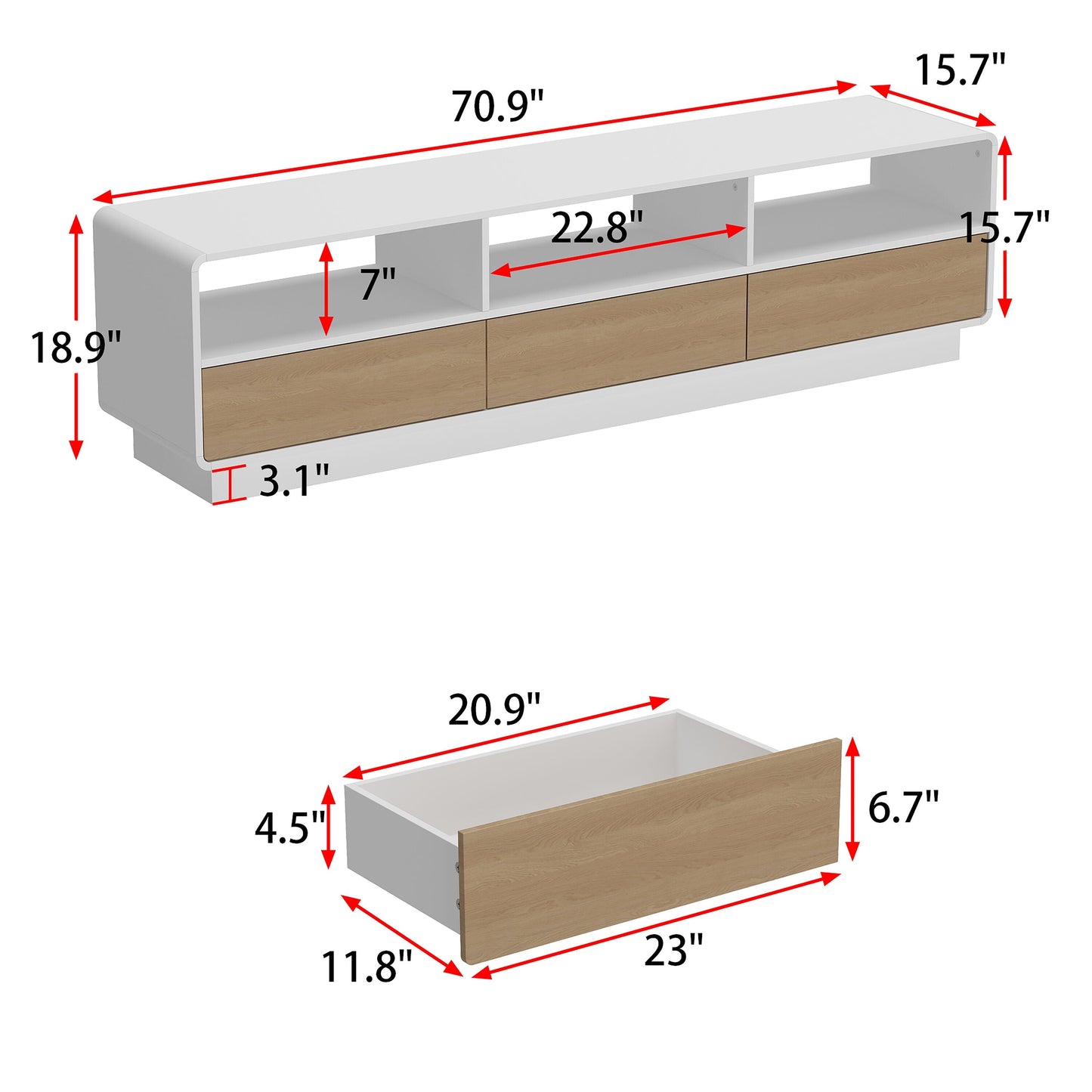 FUFU&GAGA Modern/Contemporary Brown Tv Cabinet Integrated Tv Mount (Accommodates TVs up to 70-in)