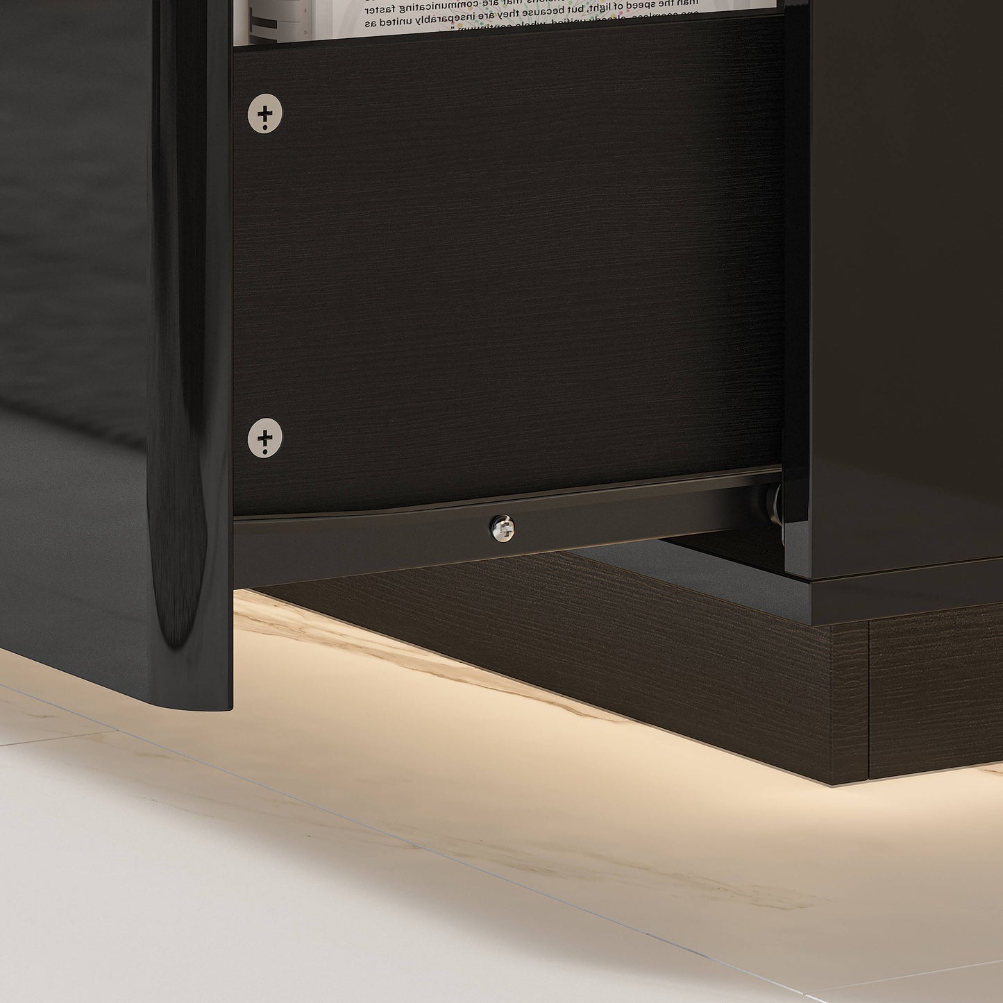 FUFU&GAGA Modern/Contemporary Black Tv Cabinet Integrated Tv Mount (Accommodates TVs up to 70-in)