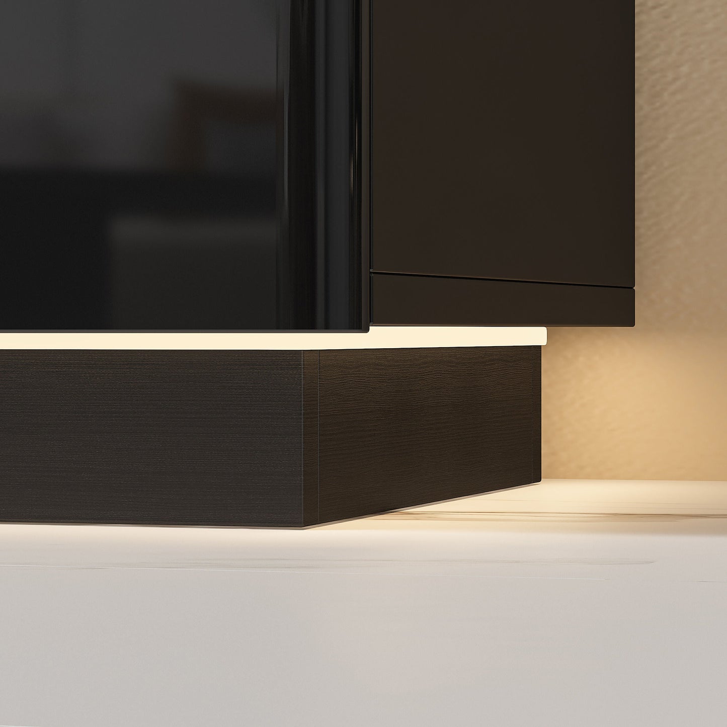 FUFU&GAGA Modern/Contemporary Black Tv Cabinet Integrated Tv Mount (Accommodates TVs up to 70-in)