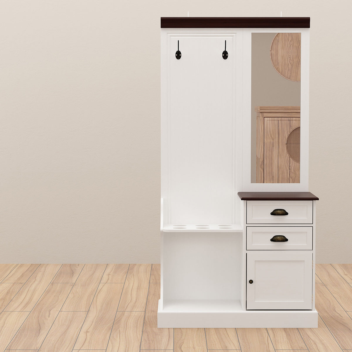 FUFU&GAGA Hall Tree Modern 35.4-in White Composite Hall Tree