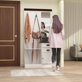 FUFU&GAGA Hall Tree Modern 35.4-in White Composite Hall Tree