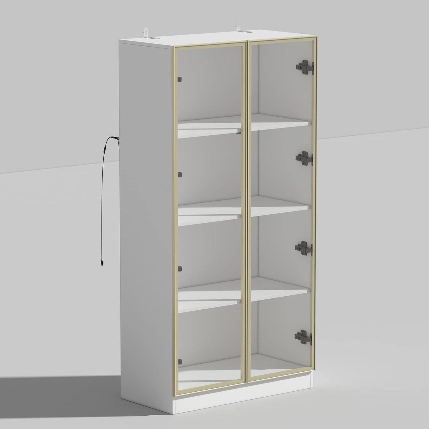 FUFU&GAGA Contemporary/Modern White Curio Cabinet with Wine Storage