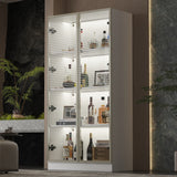 FUFU&GAGA Contemporary/Modern White Curio Cabinet with Wine Storage