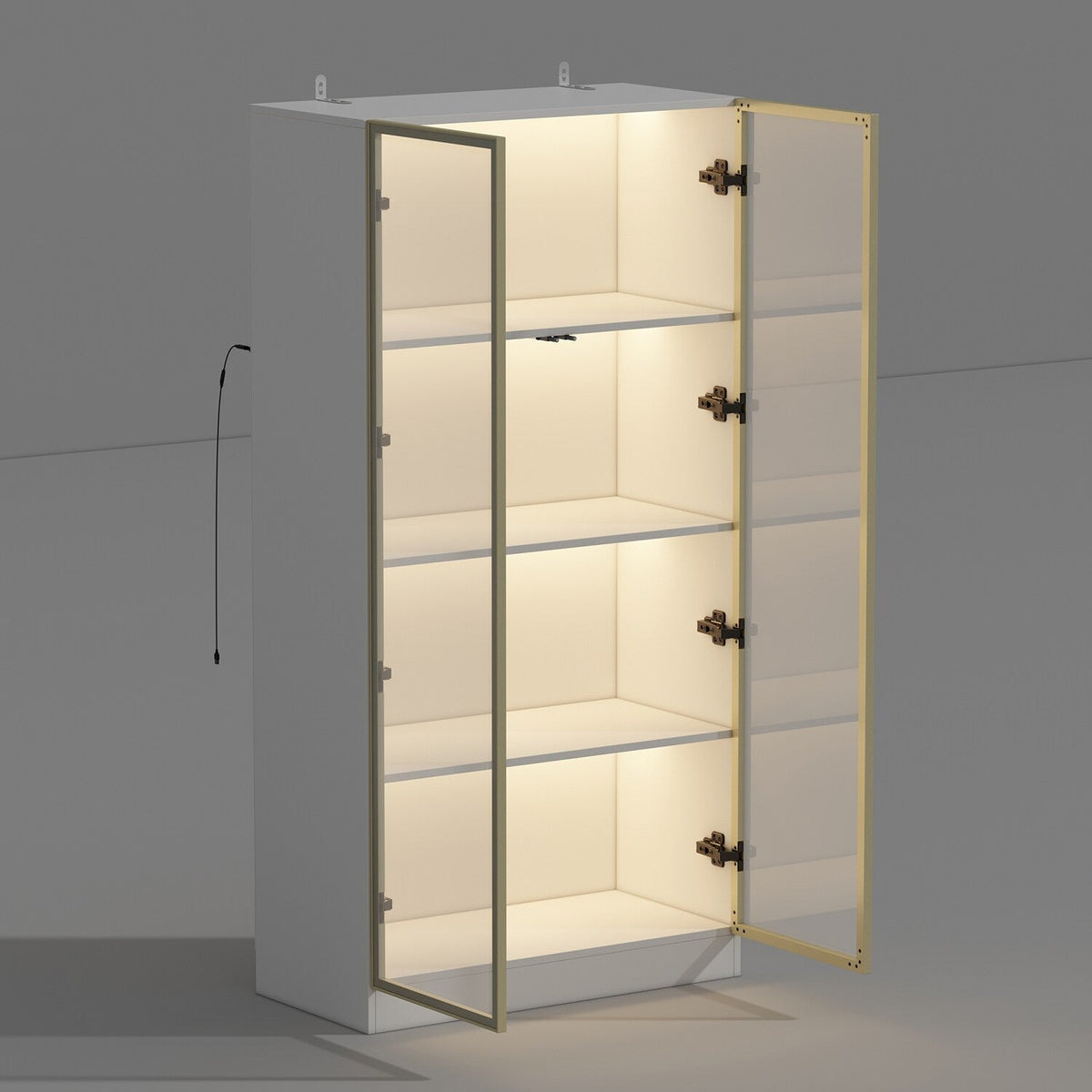FUFU&GAGA Contemporary/Modern White Curio Cabinet with Wine Storage