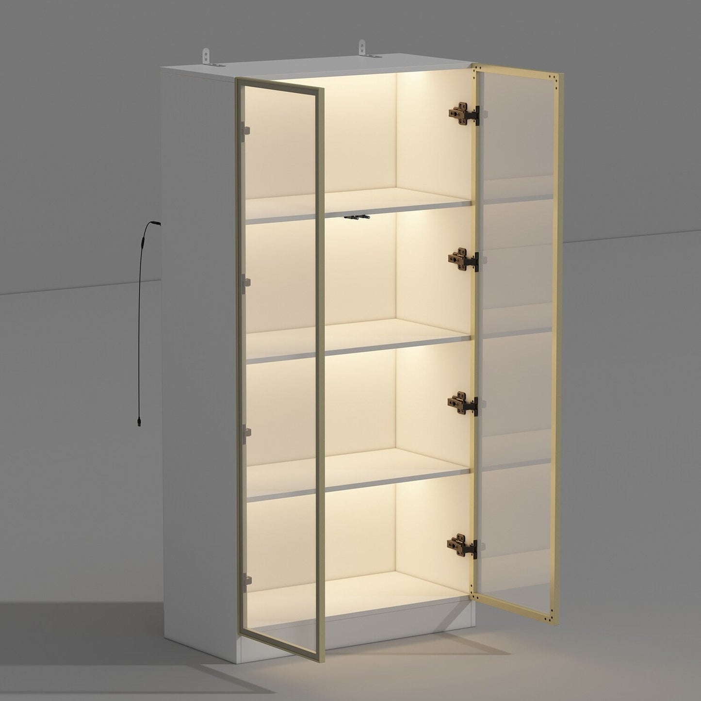 FUFU&GAGA Contemporary/Modern White Curio Cabinet with Wine Storage