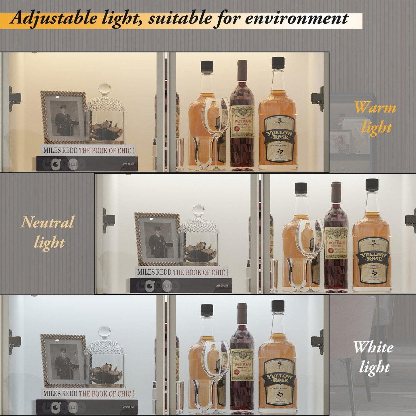 FUFU&GAGA Contemporary/Modern White Curio Cabinet with Wine Storage