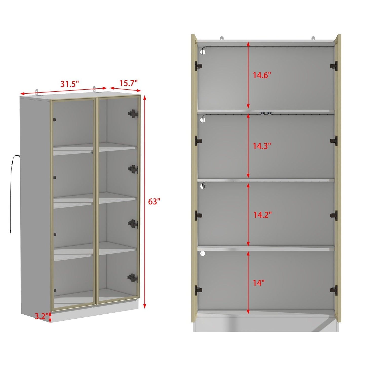 FUFU&GAGA Contemporary/Modern White Curio Cabinet with Wine Storage