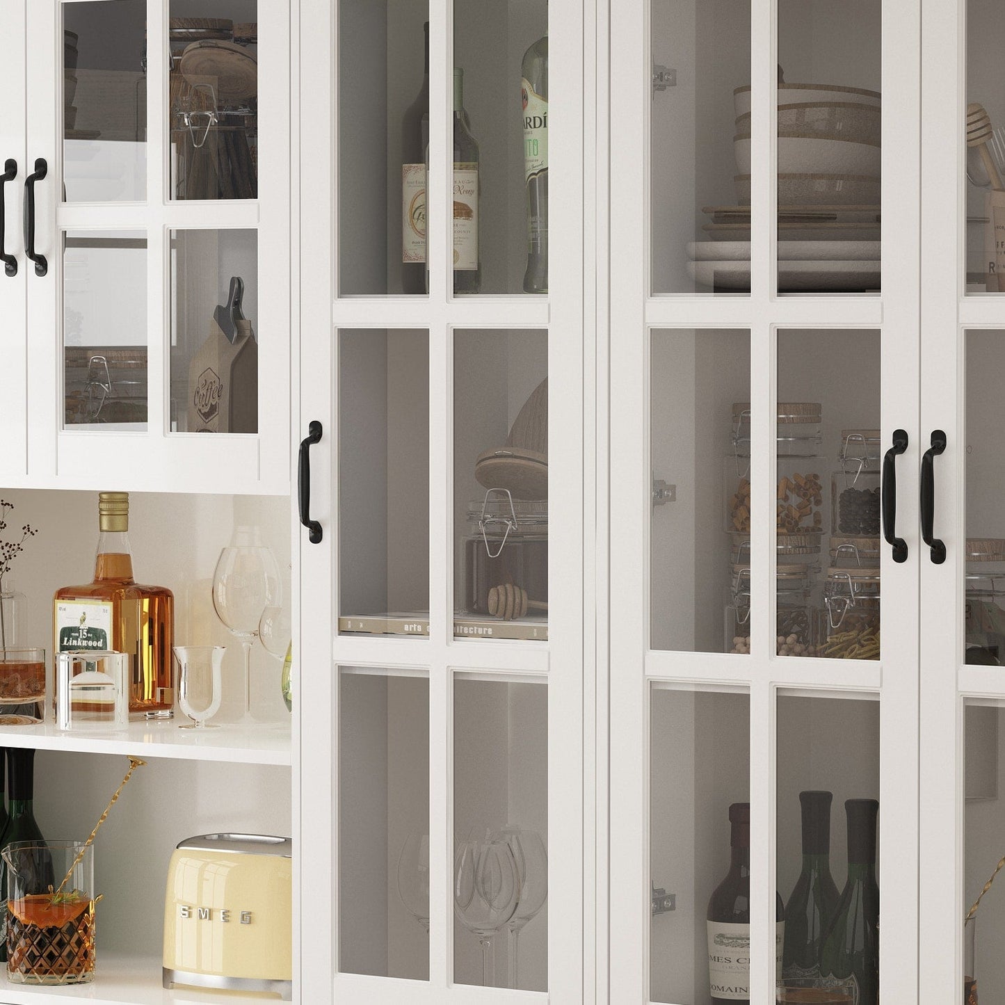 FUFU&GAGA Contemporary/Modern White China Cabinet with Wine Storage